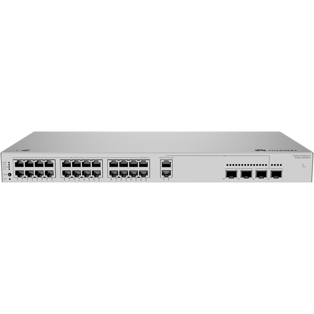 HUAWEI 24port PoE 400w 2-SFP 2.5GE/2-SFP 10GE Gigabit Yönetilebilir Switch eKIT S220S-26PN4JX