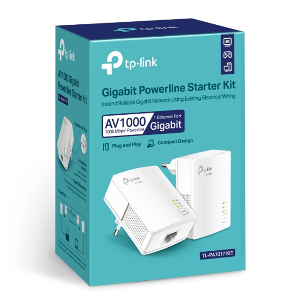 TP-LINK TL-PA7017 KIT 1000mbps AV1000 EV Ofis Tipi PowerLine Ağ Adaptörü