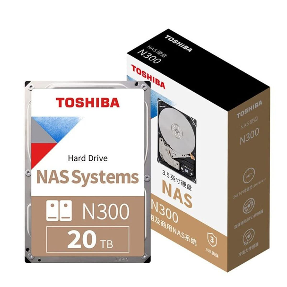 TOSHIBA 20TB N300 HDWG62AUZSVA 7200 RPM 512MB SATA-3 NAS Diski 