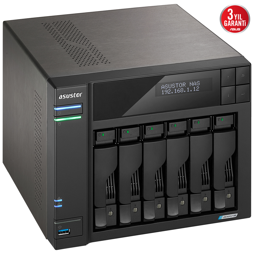 ASUSTOR AS6706T CELERON QC- 8 GB RAM- 6-diskli Nas Server (Disksiz)