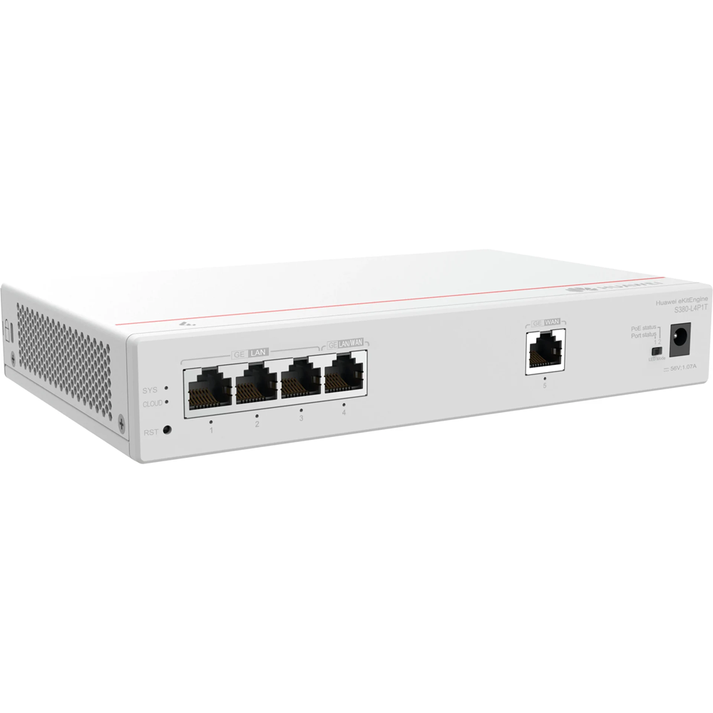 HUAWEI eKitEngine S380-L4P1T 1xGE WAN 4xGE PoE+ LAN 50W 200 Kullanıcı Multi-Service Gateway