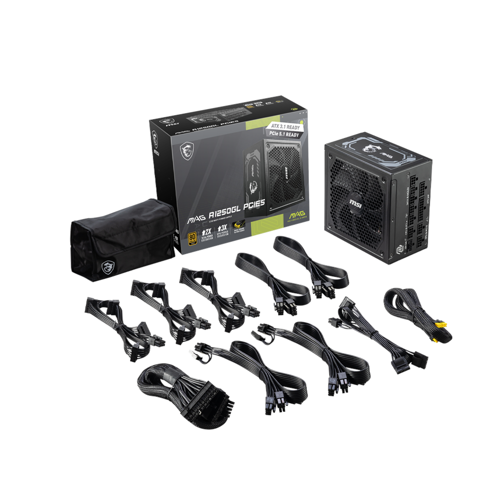 MSI 1250w 80+ Gold MAG A1250GL PCIE5 Tam Modüler Power Supply