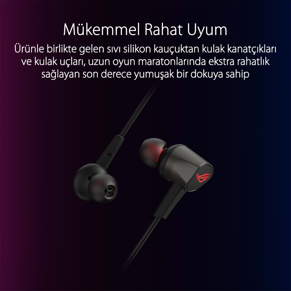 ASUS ROG Cetra II Core 90YH02V1-B2UA00 3.5mm 9.4mm Sürücü Mikrofonlu Siyah Kulak İçi Oyuncu Kulaklığı / 90YH02V1-B2UA00