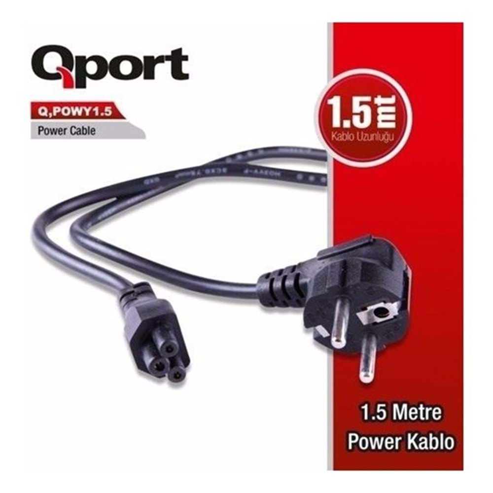 QPORT 1.5metre Q-POWY1.5 0.75mm Notebook Power Kablosu