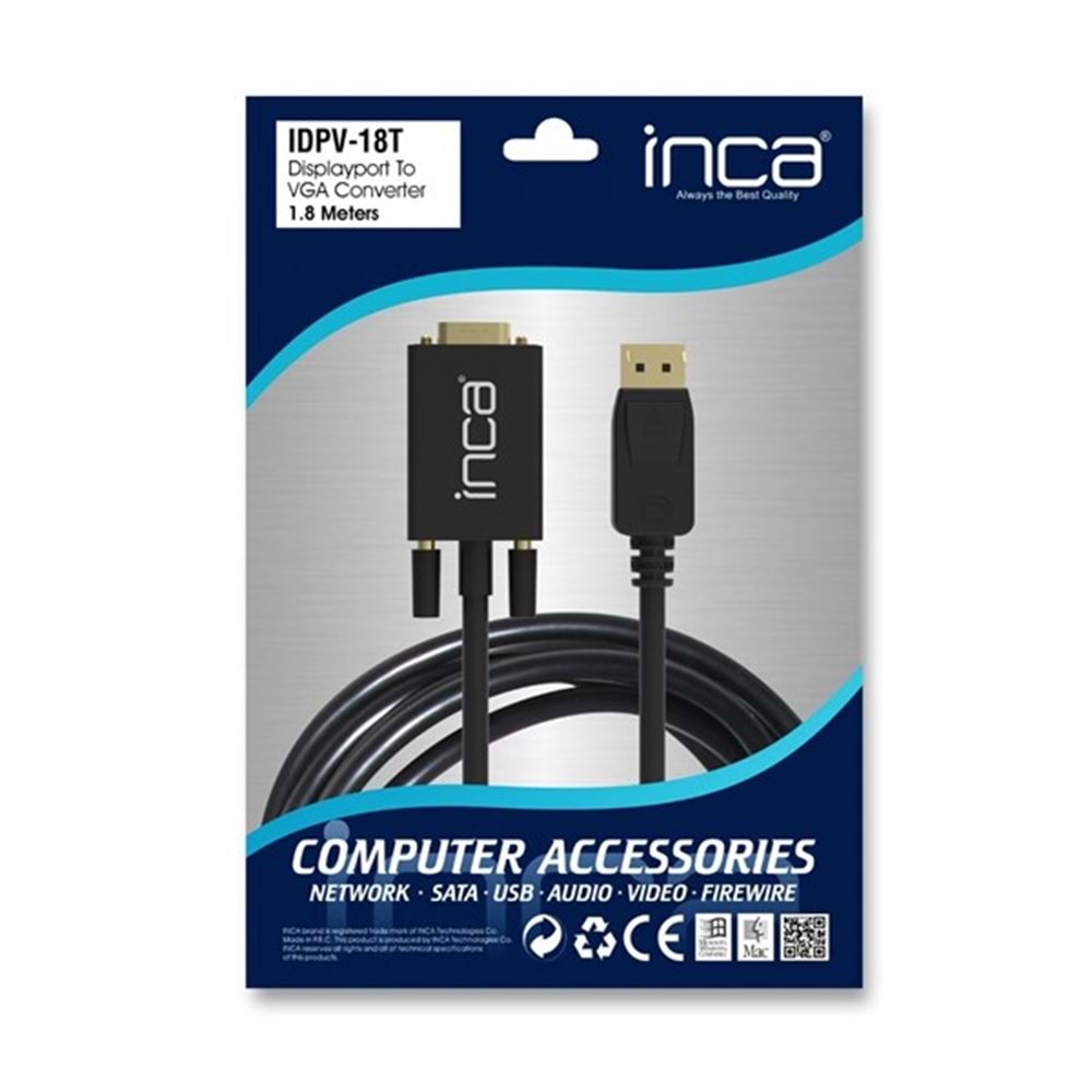 INCA 1.8metre IDPV-18T DP-VGA (E) Görüntü Kablosu