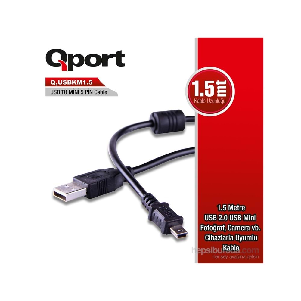 QPORT 1.5metre Q-USBKM1.5 USB Kamera ve Data Şarj Kablosu