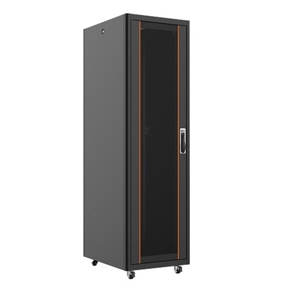 AGER 26U 600x800mm Dikili Tip Siyah Kabinet Agena AG-VB26U6080S1 Cam Kapak