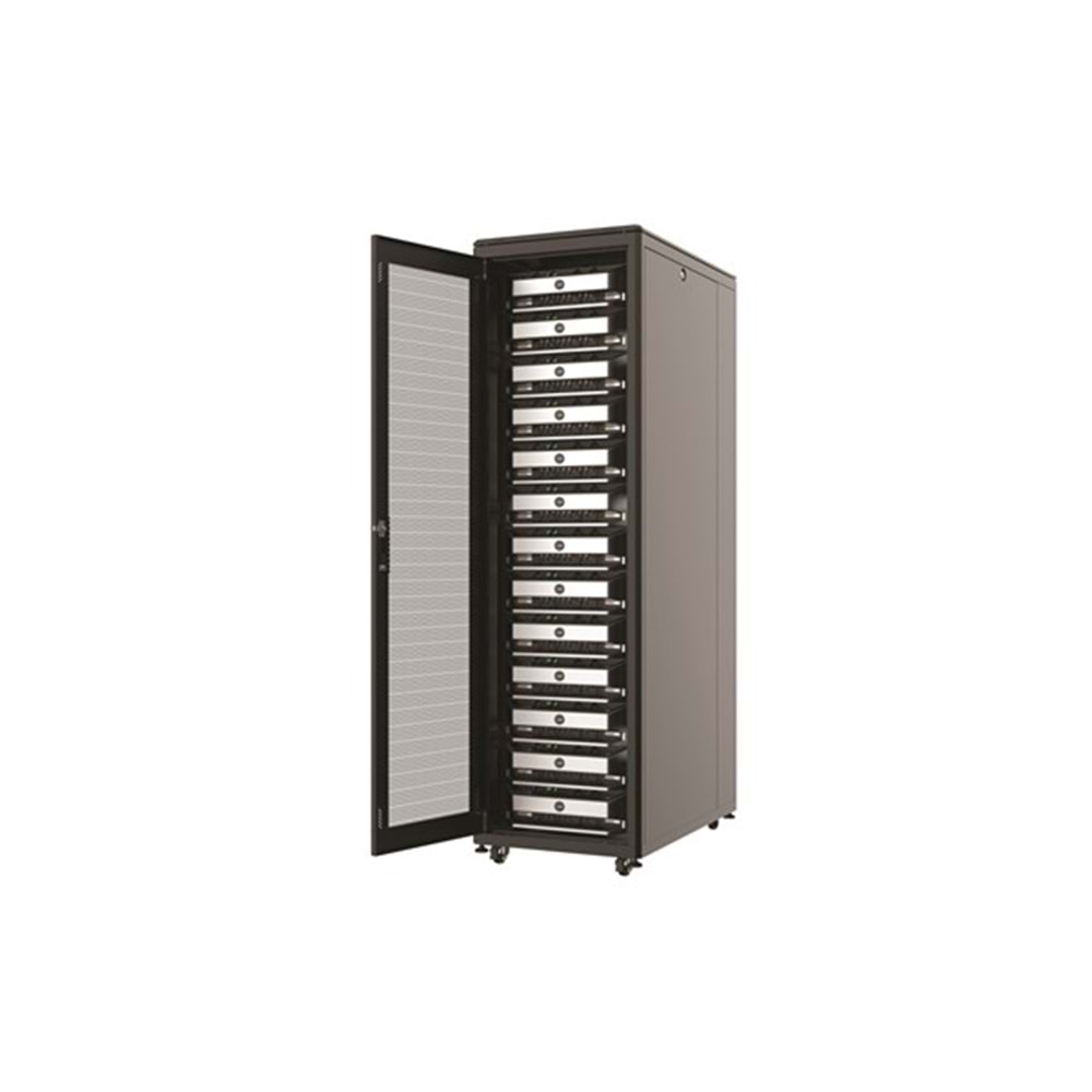 AGER 36U 800x1000mm Dikili Tip Siyah Kabinet Vega AG-VB36U8010S1 Cam Kapak