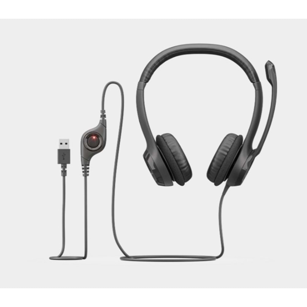 LOGITECH H390 USB Mikrofonlu Kulaklık Siyah Headset 981-000406