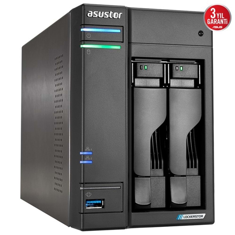 ASUSTOR 2diskli Celeron N5105-4GB RAM--2.5Gbe Nas Server AS6702T