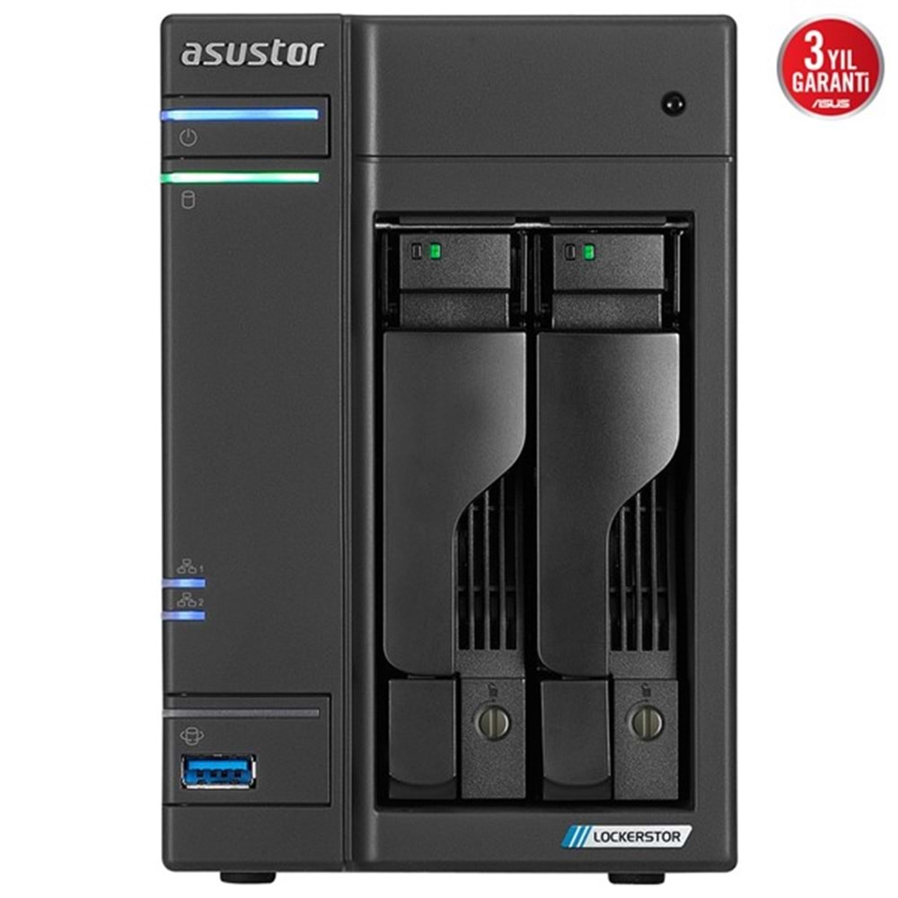 ASUSTOR 2diskli Celeron N5105-4GB RAM--2.5Gbe Nas Server AS6702T