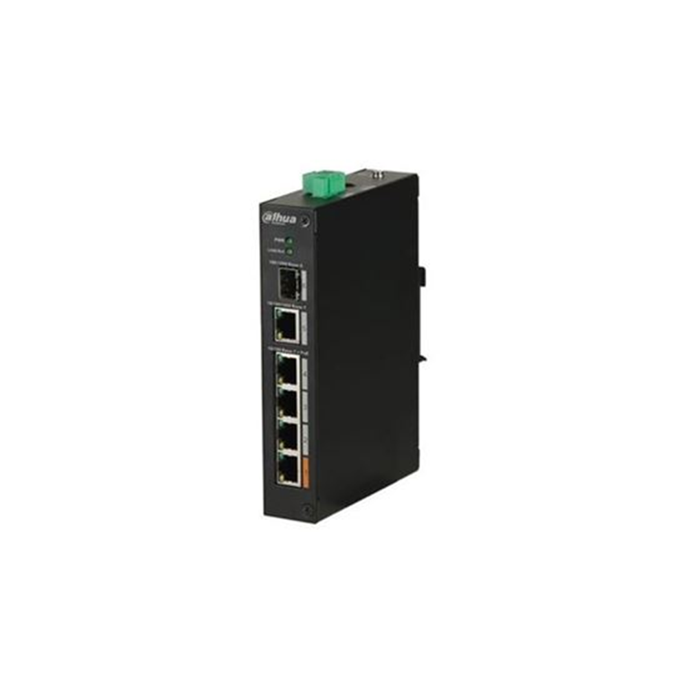 DAHUA 4port PoE 60w 1-SFP 10/100 Yönetilemez Endüstriyel Switch PFS3106-4ET-60