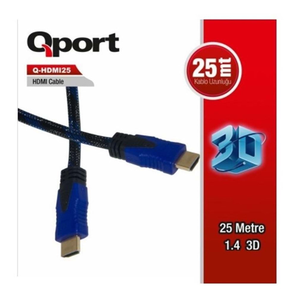 QPORT 25metre Q-HDMI253 HDMI Kablo 2.0 4K Altın Uç