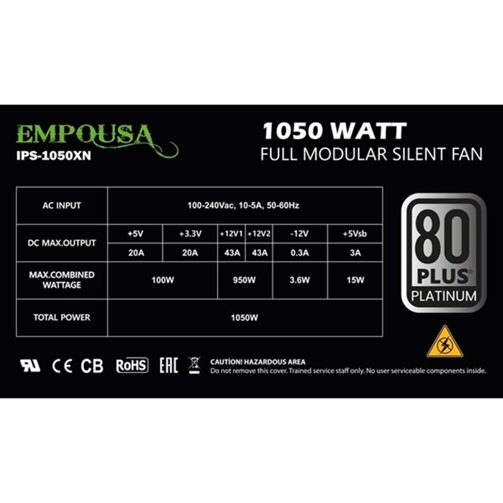 INCA 1000W 80+ PLATINUM EMPOUSA IPS-1050XN PCIe5.0 Tam Modüler Power Supply