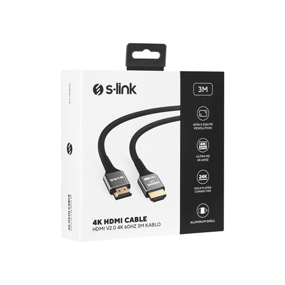 S-LINK 3metre SLX-HD4K03 HDMI Kablo Metal v2.0