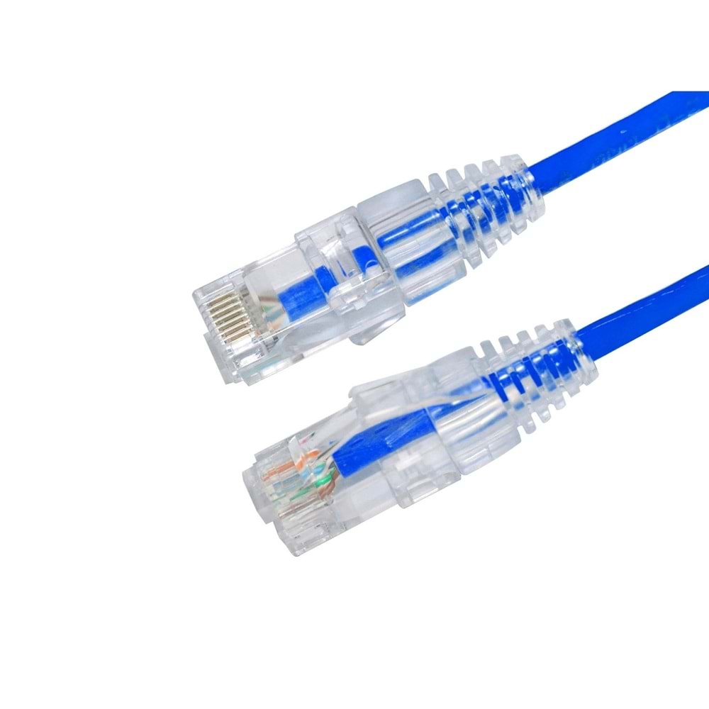 AGER 0.15metre CAT6 Utp Slim AWG28 AC-602-0015/B Mavi LSZH Patch Kablo (10'lu Paket)