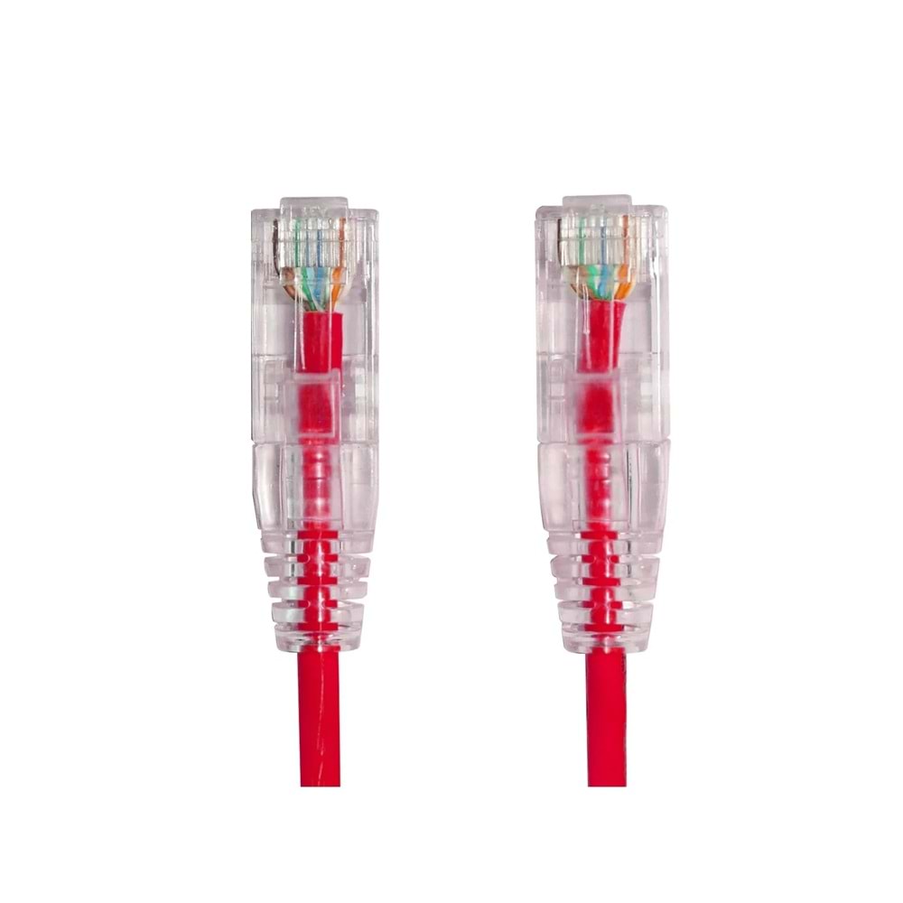 AGER 0.15metre CAT6 Utp Slim AWG28 AC-602-0015/R Kırmızı LSZH Patch Kablo (10'lu Paket)
