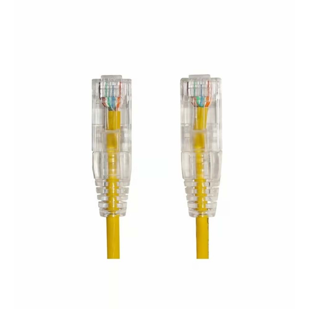 AGER 0.15metre CAT6 Utp Slim AWG28 AC-602-0015/Y Sarı LSZH Patch Kablo (10'lu Paket)