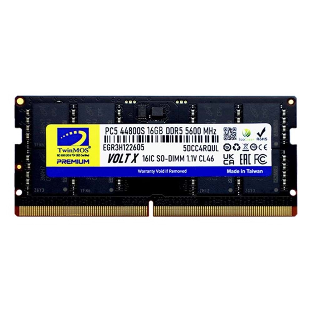 TWINMOS 16GB DDR5 5600MHZ CL46 NOTEBOOK RAM VOLT X TMD516GB5600S46