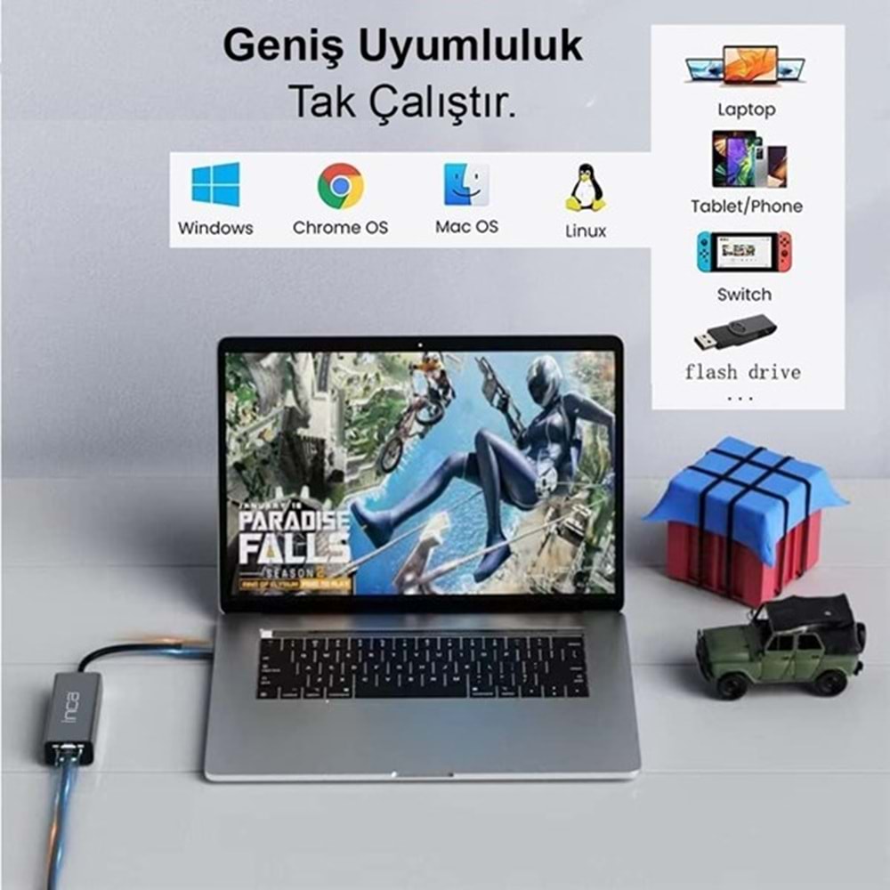 INCA IUTP-03T Gigabit TypeC Ethernet Çoklayıcı Hub