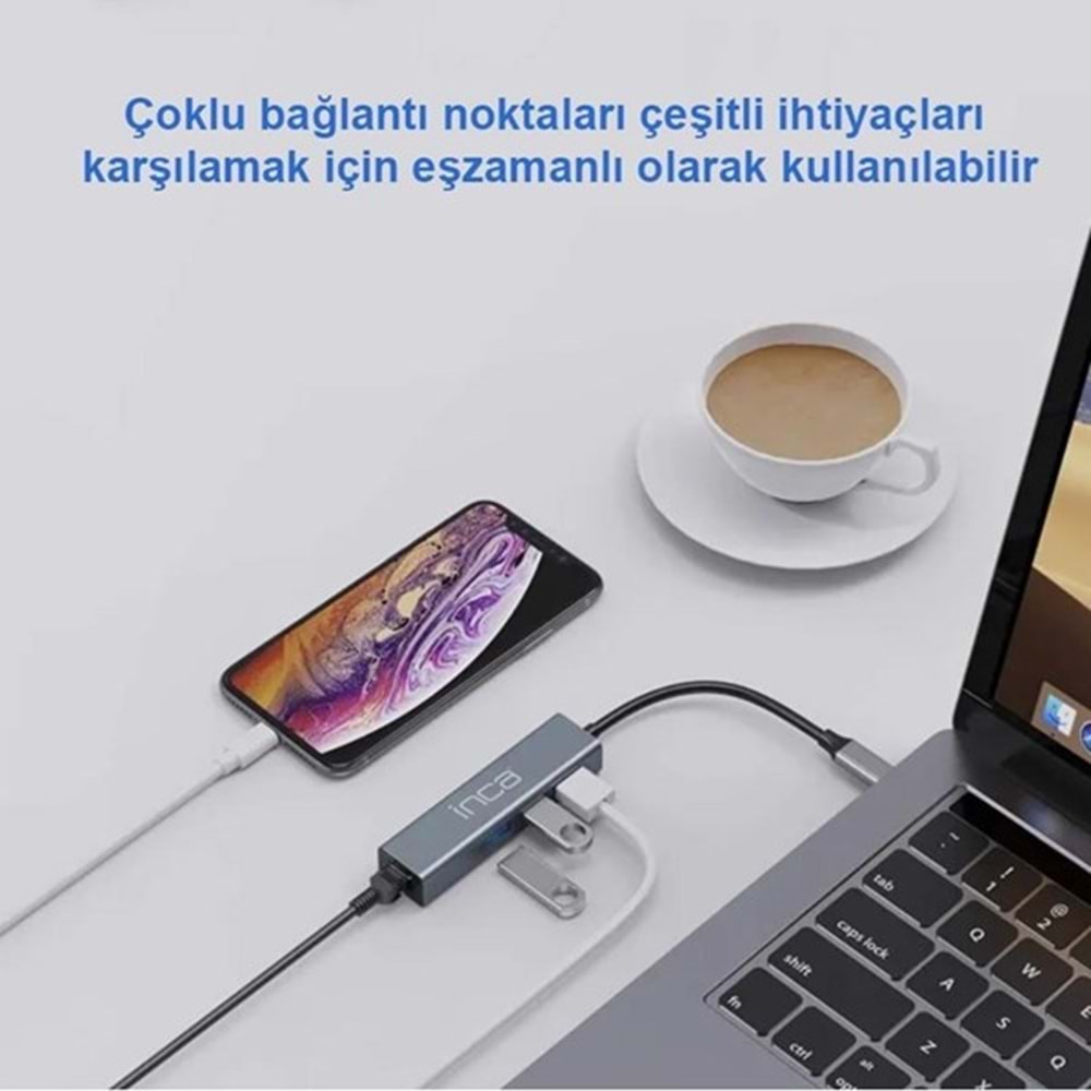 INCA IUTP-03T Gigabit TypeC Ethernet Çoklayıcı Hub