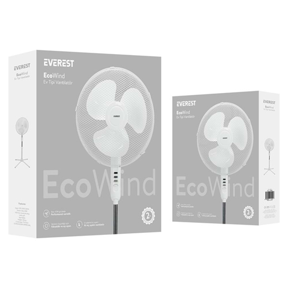 EVEREST FAN10 45W Ayaklı Vantilatör Beyaz