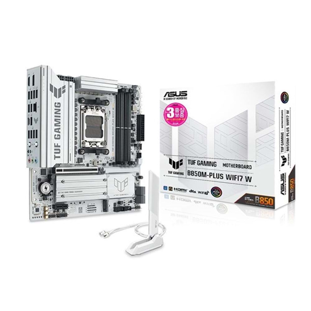 ASUS TUF GAMING B850M-PLUS WIFI7 W DDR5 HDMI DP PCIE 5.0 AM5 ATX BEYAZ