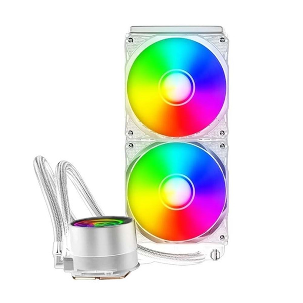 POWERBOOST 240mm DEEP PB-LCS-PI240-W ARGB Sıvı Soğutmalı AM5-1851p İşlemci Fanı Beyaz
