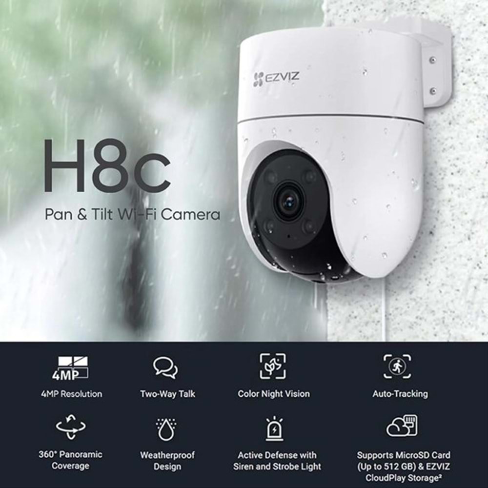 EZVIZ 2MP Dome 4mm Wıfı Kablosuz IP Kamera H8C