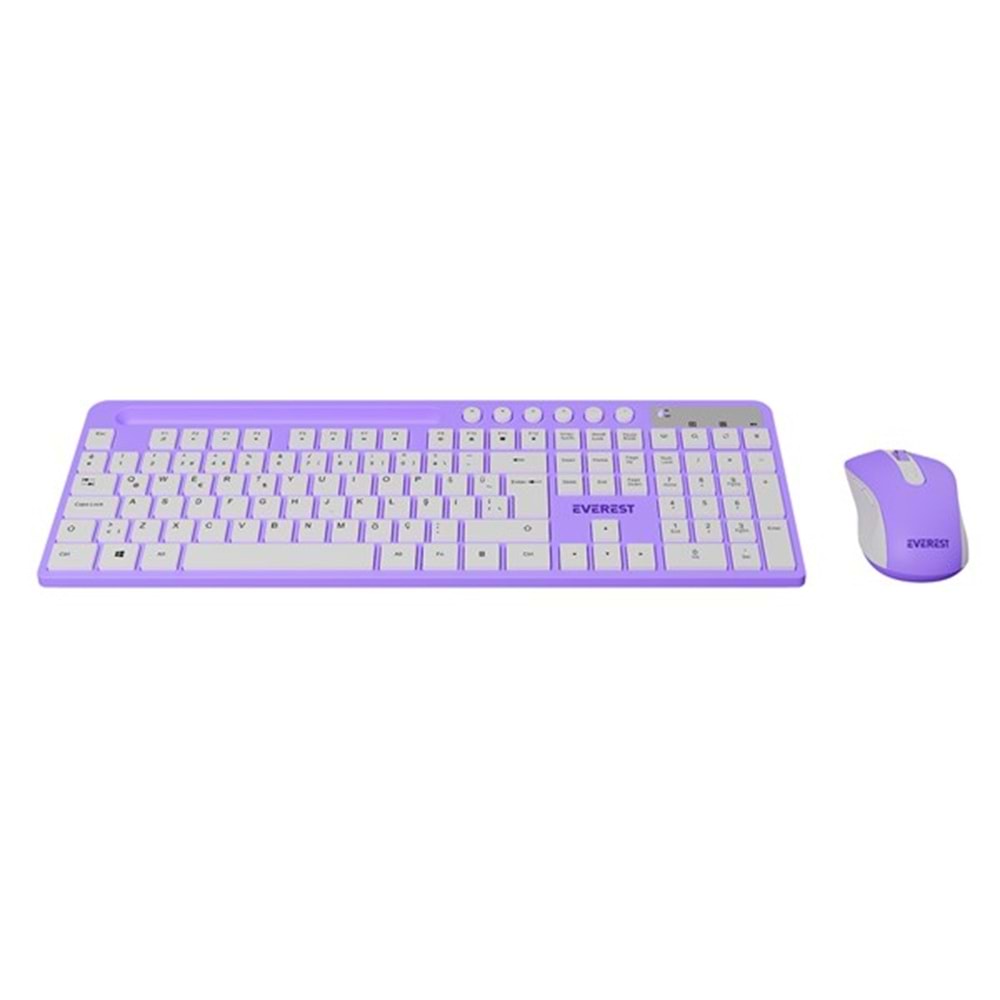 EVEREST KM-730 Kablosuz Q Trk Mor/Beyaz Klavye - Mouse Set