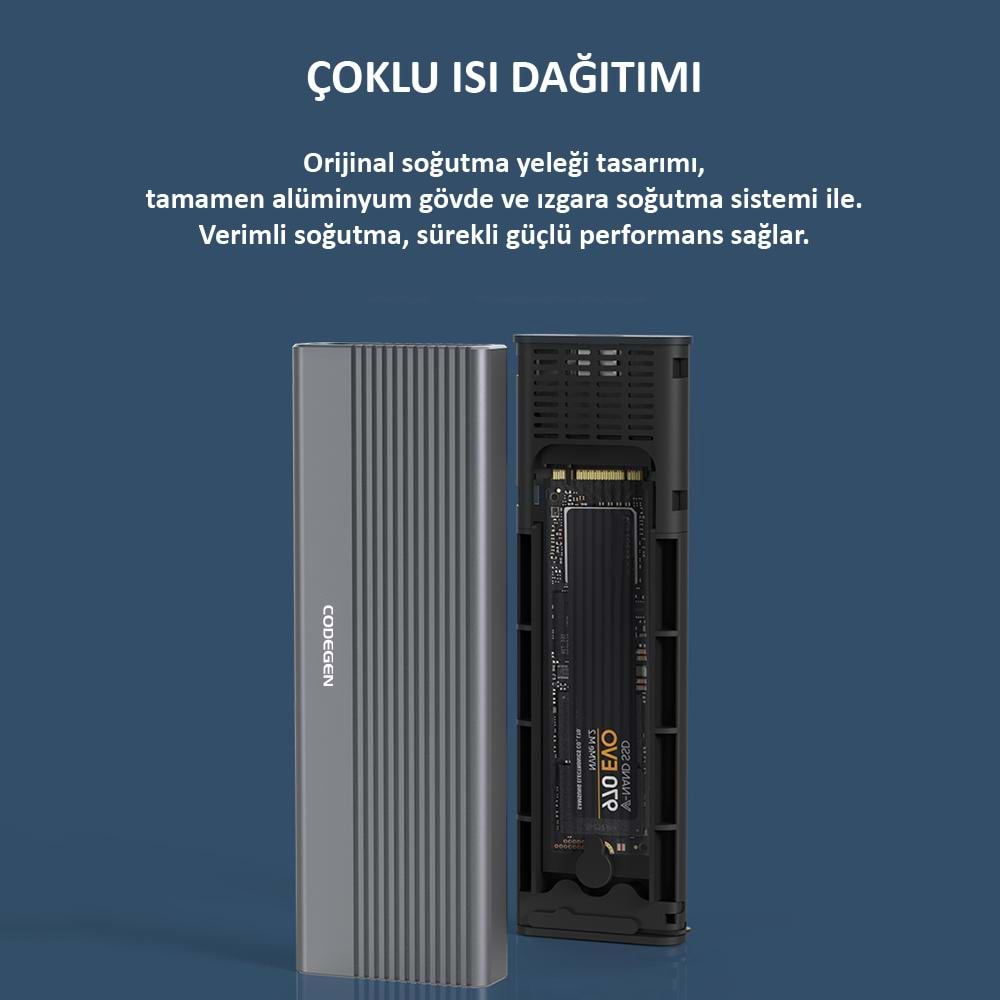 CODEGEN Type C USB 3.1 NVME M2 SSD 10Gbps Alüminyum Disk Kutusu (CDG-SSD-40BC)