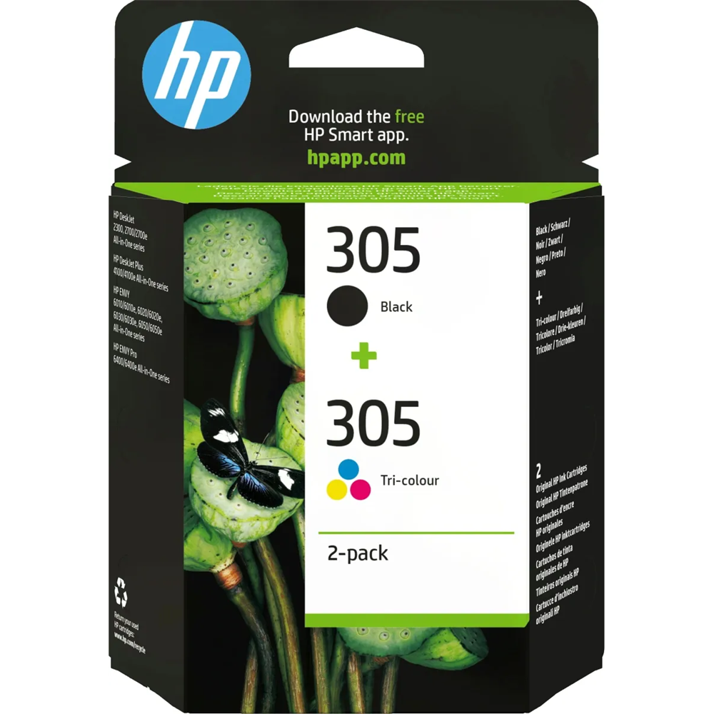 HP 6ZD17A No 305 2'li Paket Üç Renk Siyah Orijinal Mürekkep Kartuşu