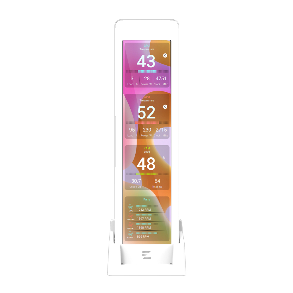 ZALMAN ZM-MF916 White 9,16 inç IPS 1920×462 60 Hz USB Sistem İzleme Ekran Modülü + Stand