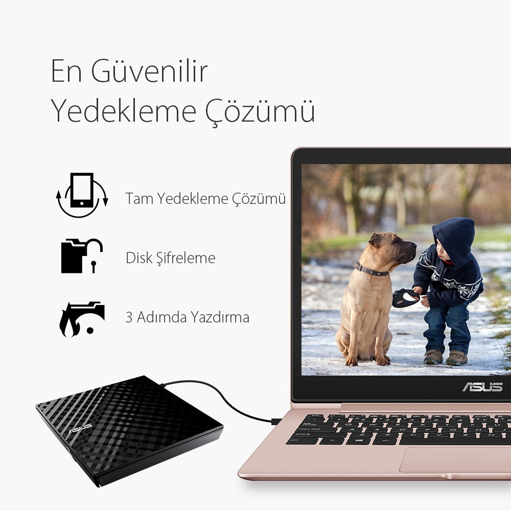 ASUS 8x SDRW-08D2S-U USB 2.0 Slim Harici DVD Yazıcı Siyah