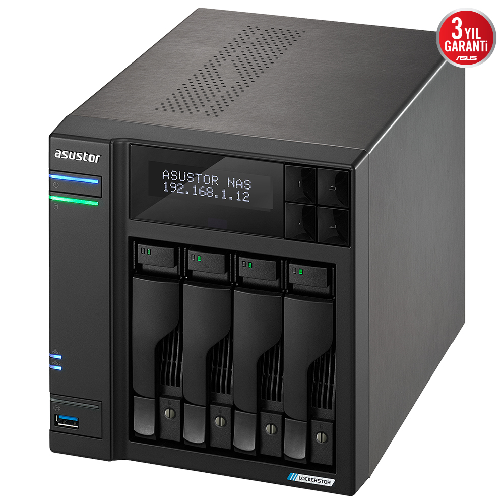 ASUSTOR 4diskli Celeron QC- 4GB RAM-2-2.5GbE Nas Server AS6704T