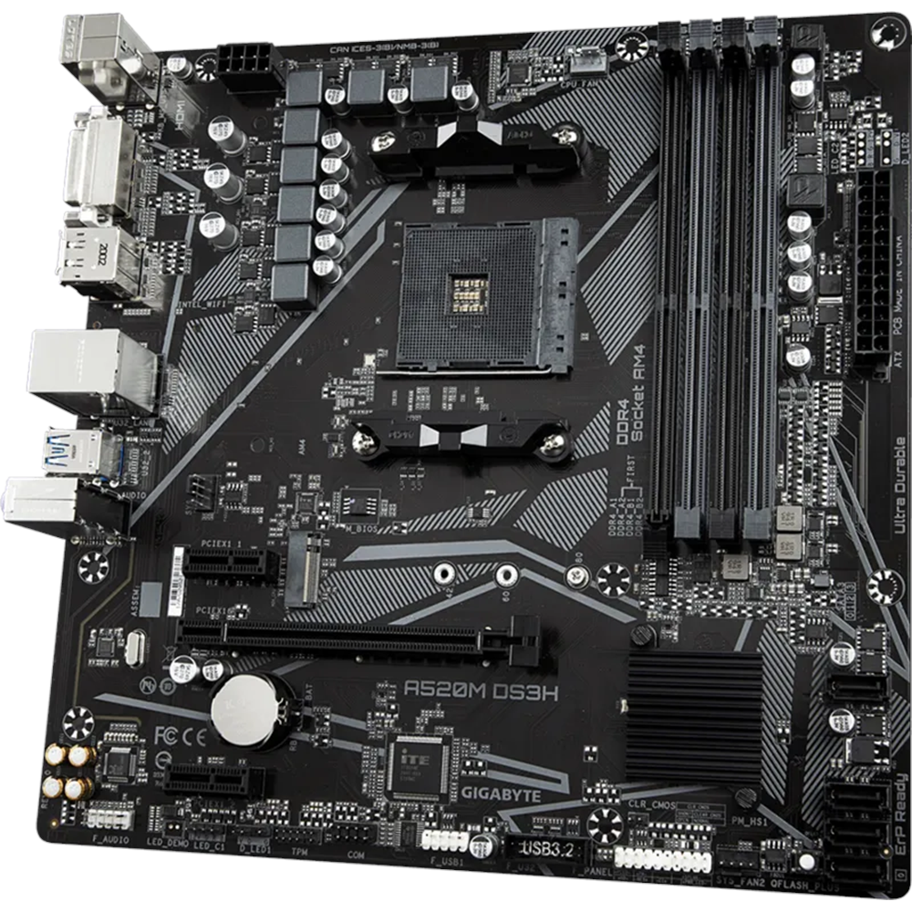 GIGABYTE A520M-DS3H V2 DDR4 M2 PCIe NVME HDMI DVI DP PCIe 16X v3.0 AM4 mATX