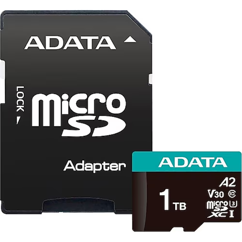 ADATA 1TB Premier Pro AUSDX1TUI3V30SA2-RA1 U3 V30 A2 100-85MB/s + Adaptör microSDXC Hafıza Kartı