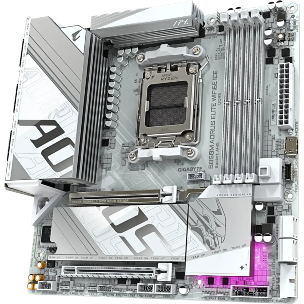 GIGABYTE B850M AORUS ELITE WIFI6E ICE WIFI6E DDR5 HDMI-DP PCIE 5.0 AM5 mATX BEYAZ