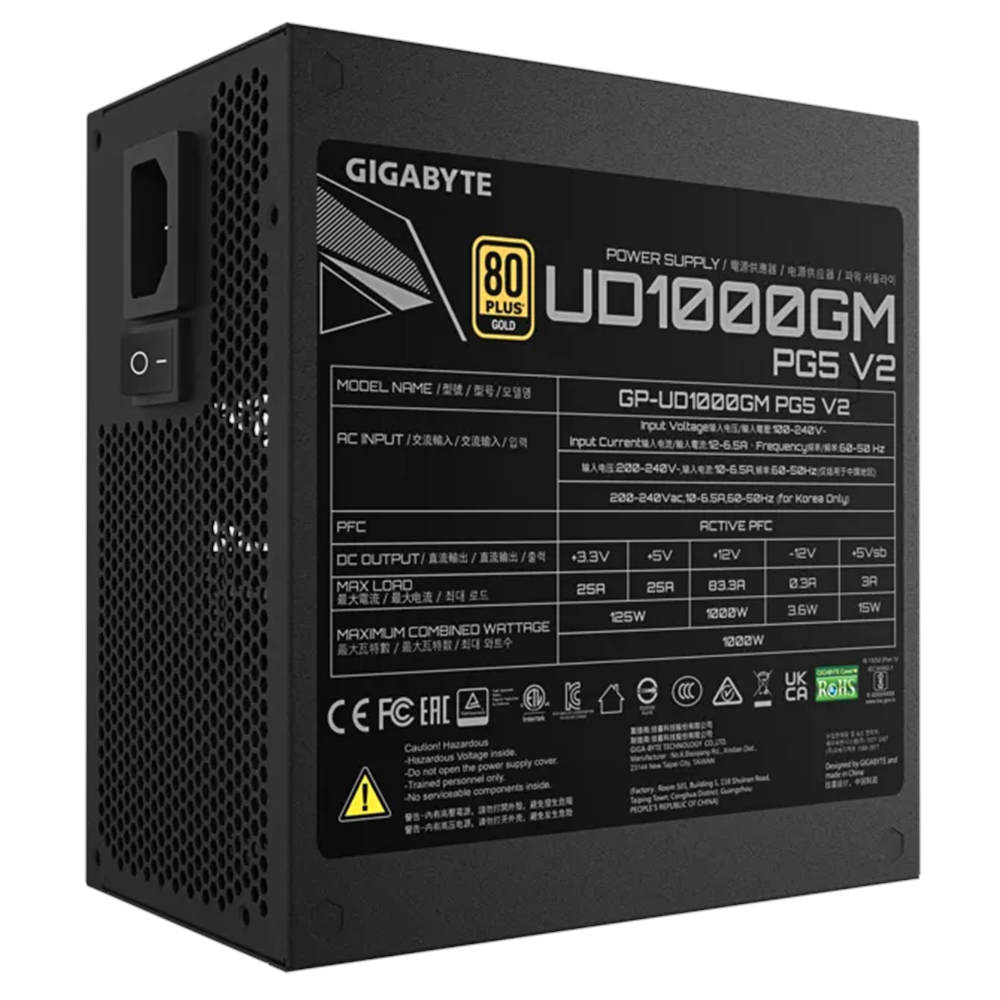 GIGABYTE 1000w 80+Gold GP-UD1000GM PG5 V2 Tam Modüler Power Supply