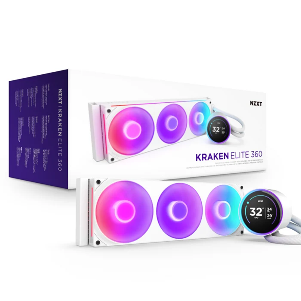 NZXT 360MM LCD KRAKEN ELITE 360 RGB v2 RL-KR36E-W2 AM5-1851p Sıvı Soğutmalı İşlemci Fanı Beyaz