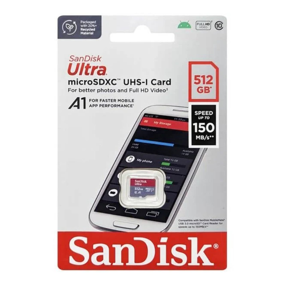 SANDISK 512GB ULTRA SDSQUAC-512G-GN6MN 150MB/s A1 micro SDHC Hafıza Kartı
