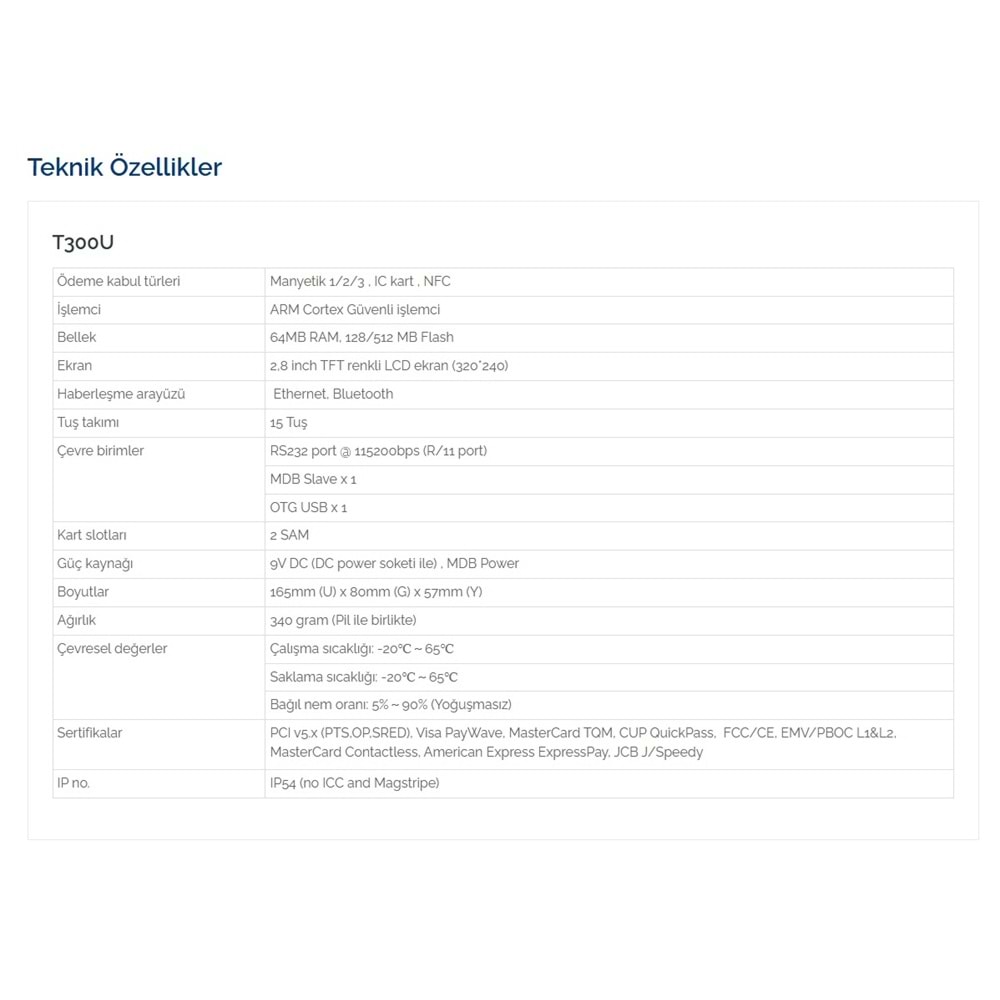 Hugin T300 UC SMART POS Pinpad (FP300)
