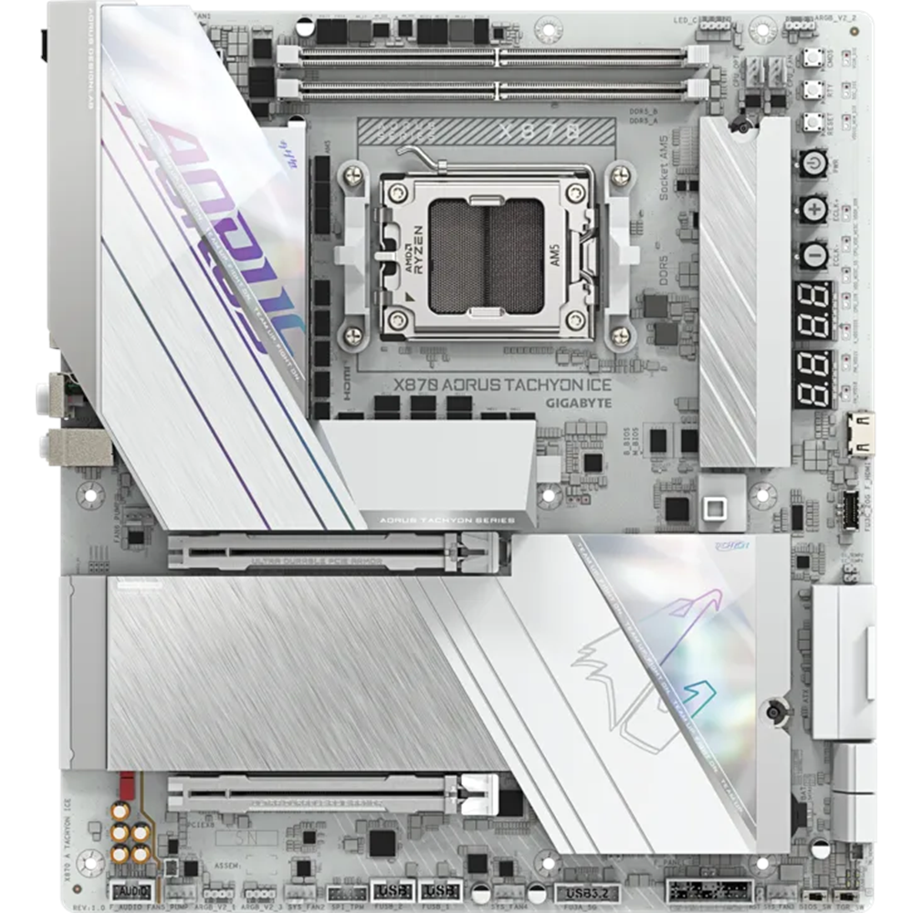 GIGABYTE X870 AORUS TACHYON ICE DDR5 HDMI-DP TYPEC PCIE 5.0 AM5 ATX BEYAZ