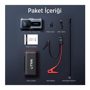 UTRAI Jstar JS9 15000mAh 4 in 1 Jump Starter+Lastik Şişirme Pompalı Taşınabilir Akü Takviye Kiti