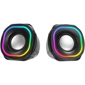 MIKADO MD-180 2.0 3W*2 Beyaz RGB Aydınlatmalı USB + 3.5mm USB 5V Speaker Hoparlör