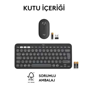 LOGITECH Pebble 2 Bluetooth Grafit Klavye - Mouse Set (920-012245)