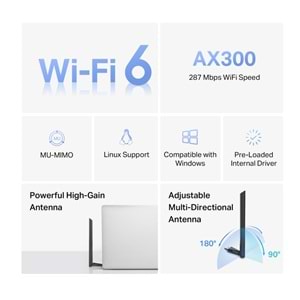 MERCUSYS MA14H WIFI6 AX300 Kablosuz USB Ağ Adaptörü