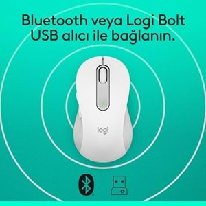 LOGITECH M650 Kablosuz + Bluetooth Beyaz Mouse (910-006238)