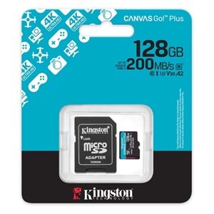 KINGSTON 128GB Canvas Go! Plus SDCG4/128GB microSDXC 200/100MB/s U3 V30 A2 SD Adaptörlü Hafıza Kartı