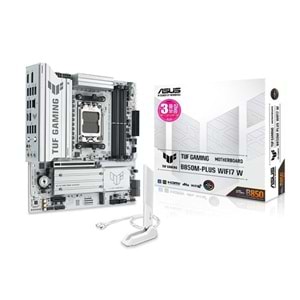 ASUS TUF GAMING B850M-PLUS WIFI7 W DDR5 HDMI DP PCIE 5.0 AM5 ATX BEYAZ
